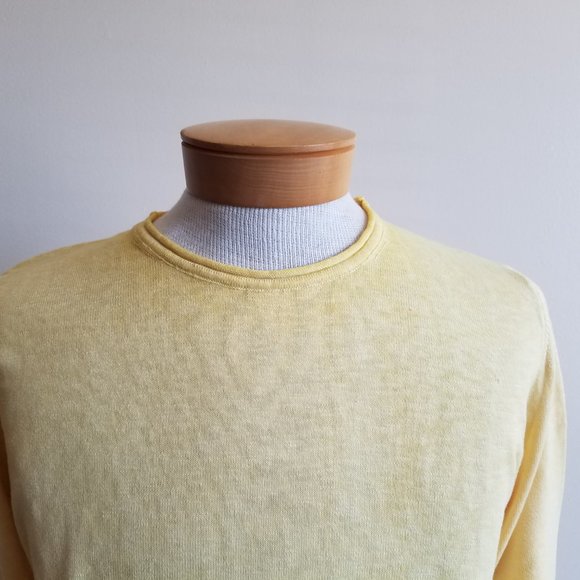 NWT Men's Gionfriddo 100% Cotton Italian Crew Neck Yellow Shirt Sweater Size M - Picture 3 of 15